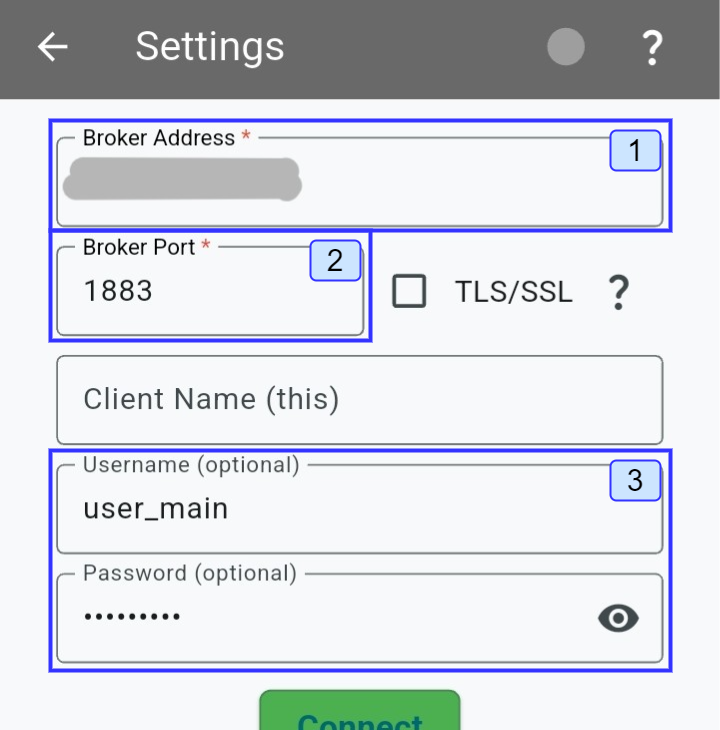 Connecting with Broker Address, Port, and TLS/SSL